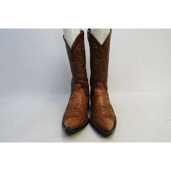 Goss Mens Size 6 D Brown Leather Snake Skin Western Cowboy Boots